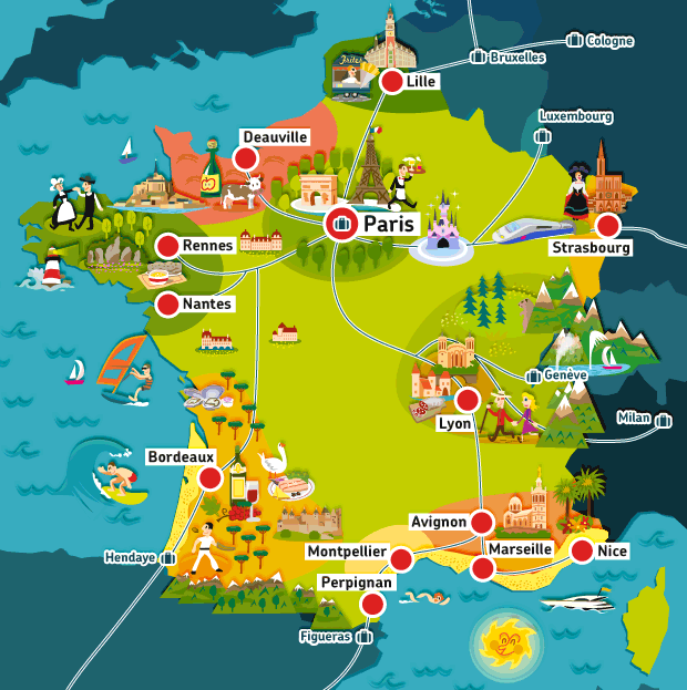 Mapa de France Railpass de SNCF